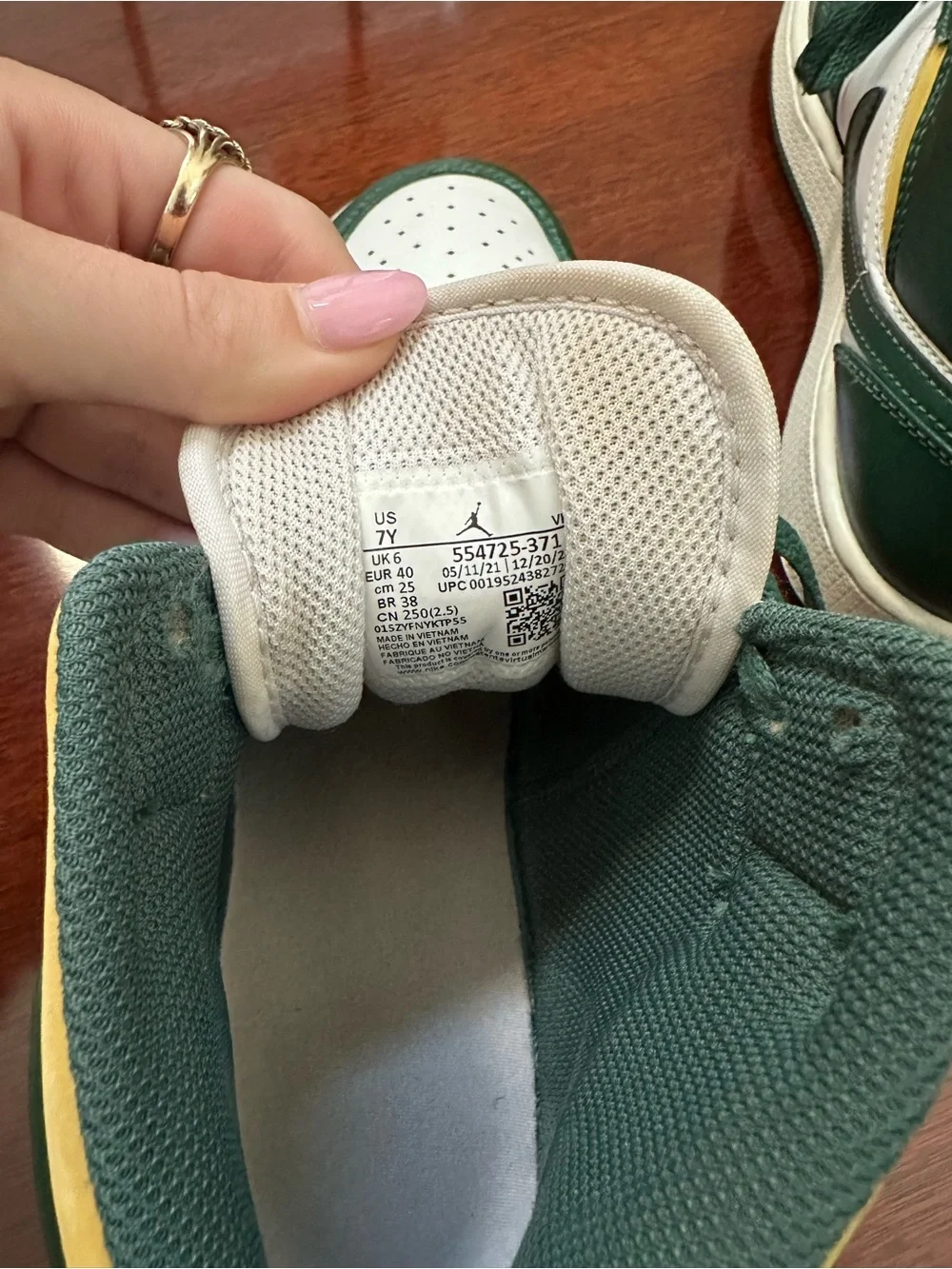 Jordan Men's High-Top Sneakers in Green, White and Yellow